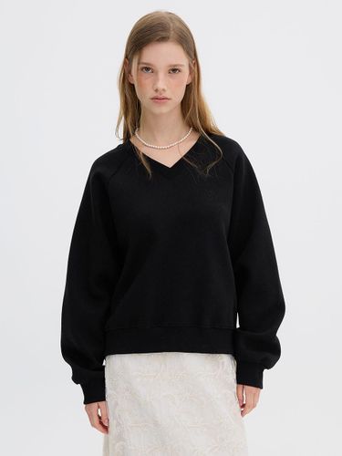 V-neck Banding Oversized Cotton Blend Sweatshirt [Black] (OH5XE9800) - OLIVE DES OLIVE - Modalova