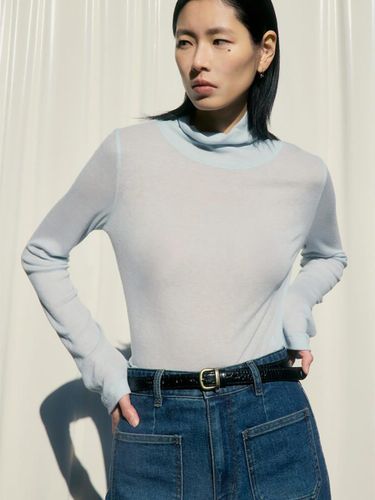 Essential Sheer Ribbed Turtleneck T-shirt [Sky ] (KE5140M01Q) - kuho plus - Modalova