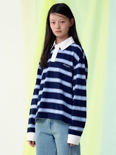 Collar Patch Stripe Semi-Oversized Polo T-shirt [] (KE5140M03R) - kuho plus - Modalova