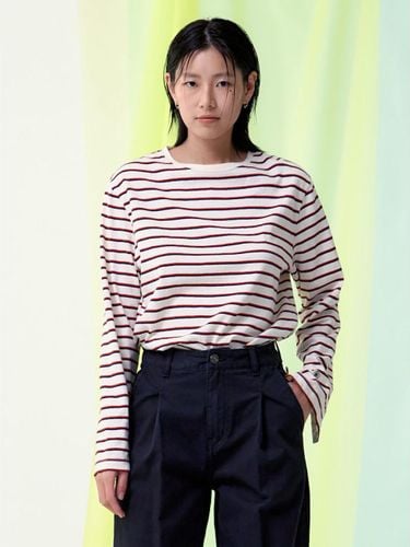 MultiStripe Long Sleeve Cotton T-Shirt [Beige] (KE5140M050) - kuho plus - Modalova