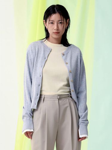 Essential Round Cotton Knit Cardigan [] (KE515AM013) - kuho plus - Modalova