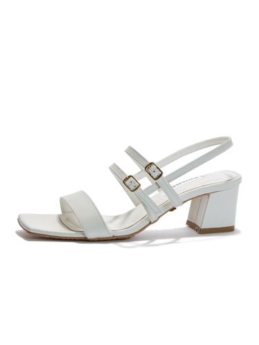 Square Buckle Platform Dual-Strap Sandal [Cream] - BRIANA - Modalova