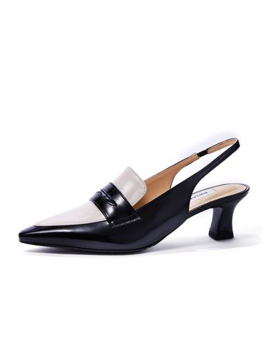 Two-tone Leather Slingback Shoes [&Beige] - BRIANA - Modalova