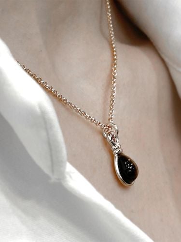 Silver Pear-Cut Double Cabochon Tiger's Eye Pendant Necklace - dfarbe - Modalova