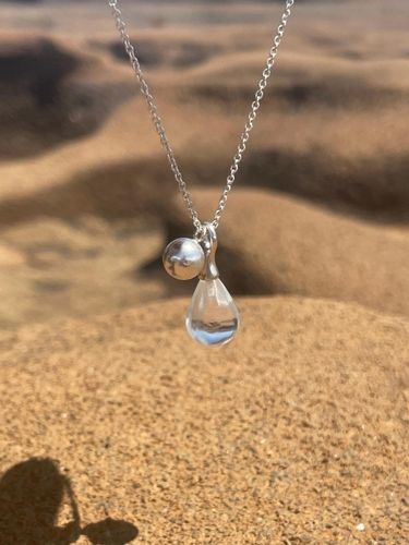 Handcrafted Sterling Silver Dew Drop Necklace [Natural Beige] - VINOOM - Modalova