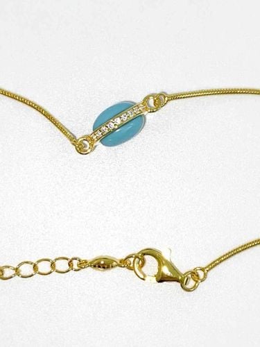 Silver 18K Gold Natural Turquoise Double-sided Bracelet - dfarbe - Modalova