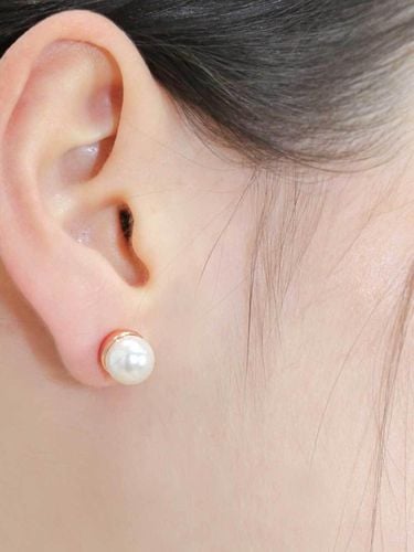 Sterling Silver Rose Gold Pearl Swarovski Crystal Earrings - dfarbe - Modalova