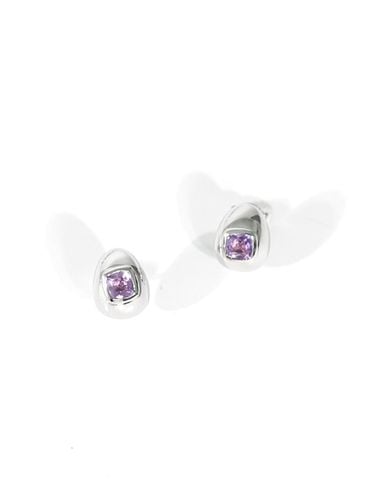 Amethyst Square Teardrop 925 Silver Stud Earrings - dfarbe - Modalova