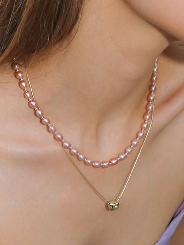 Sterling Silver Freshwater Pearl Adjustable Chain Necklace [PURPLE] - dfarbe - Modalova