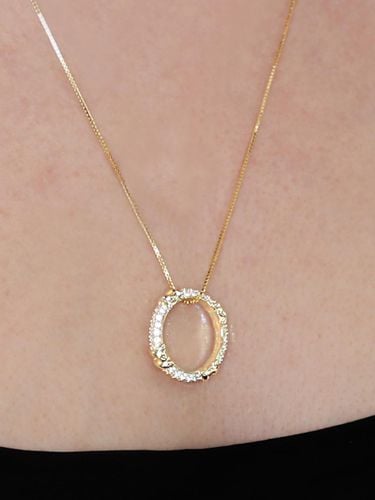 Natural Moissanite Double X Two-Way Ring Pendant Necklace [Gold] - dfarbe - Modalova