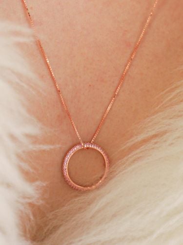 Rose Gold Two-Way X-Shaped Sapphire Necklace [Pink] - dfarbe - Modalova