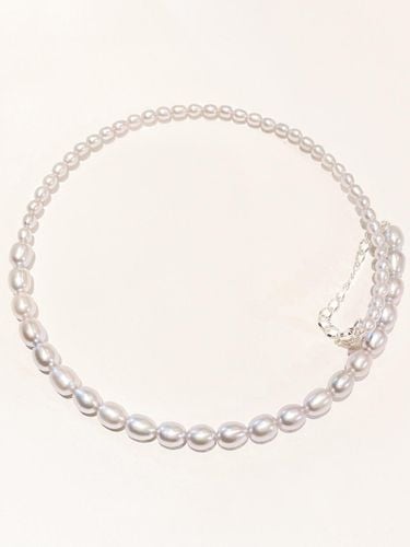 Freshwater Pearl Chandelier Silver Choker Necklace [Natural Beige] - dfarbe - Modalova