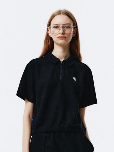 Pique Half-Zip Short Sleeve T-shirt [Black] (1178) - PAN AM - Modalova