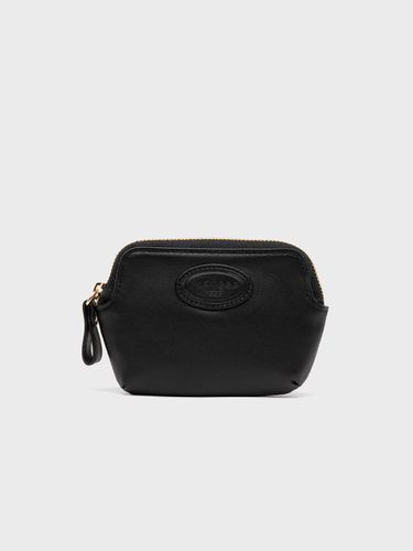 Cowhide Leather Round Coin Wallet [Black] (AL51-2291-BK) - MONSAC - Modalova