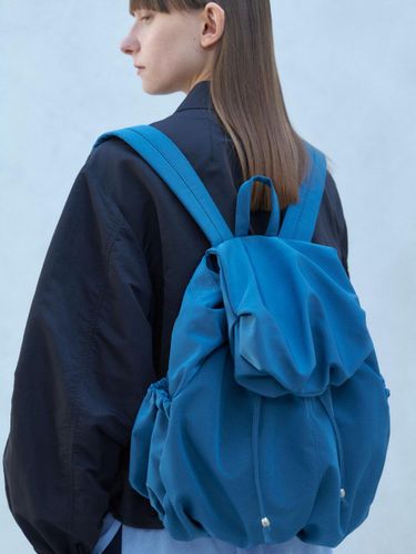 Pleated Floral Nylon Backpack [Deep Blue] - ACOC - Modalova