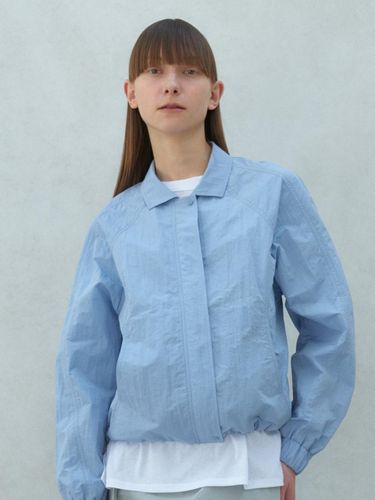 Nylon Round Silhouette Bomber Jacket [Blue] - ACOC - Modalova