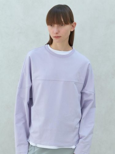 Cotton Spandex Drop Shoulder Sweat Shirt [PURPLE] - ACOC - Modalova