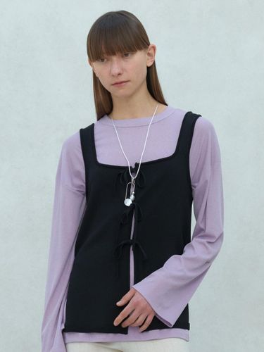 Flora Tie 2-Way Knit Vest [Black] - ACOC - Modalova