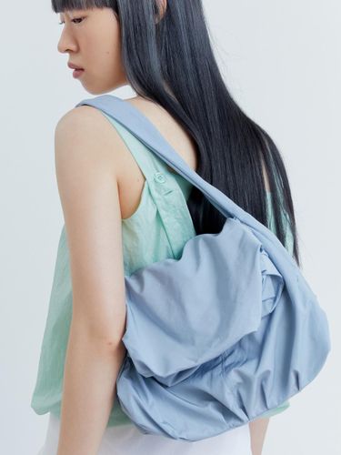 Pleated Lightweight Nylon Hobo Bag [Ice Blue] - ACOC - Modalova