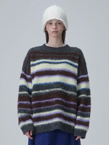 Oversized Striped Contrast Sweater [Brown] - ACOC - Modalova