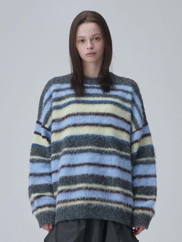 Oversized Striped Brushed Texture Sweater [Light Blue] - ACOC - Modalova