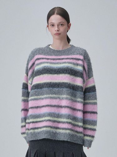 Oversized Striped Contrast Sweater [Pink] - ACOC - Modalova