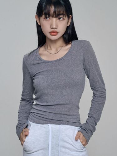 Long Sleeve Relaxed Fit T-shirt [Melange] - chicks - Modalova