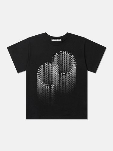 Cotton-Polyester Graphic Logo T-Shirt [Black] - chicks - Modalova