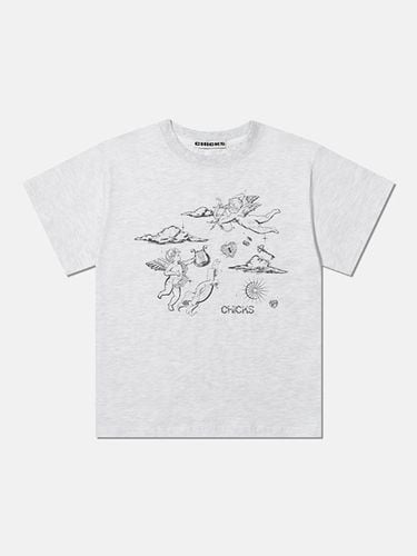 DTP Graphic Short Sleeve Logo T-shirt [Beige Melange] - chicks - Modalova