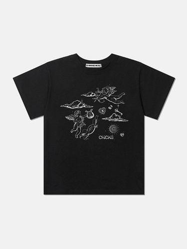 DTP Graphic Short Sleeve Logo T-shirt [Black] - chicks - Modalova