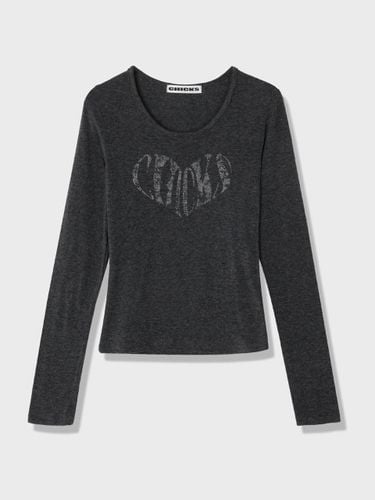 Crush Heart Long Sleeve T-shirt [Charcoal] - chicks - Modalova