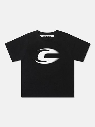 Graphic Logo Round Neck T-shirt [Black] - chicks - Modalova