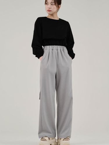 Fleece Straight Wide-leg Trousers [Grey] - HYEYEONG KIM - Modalova