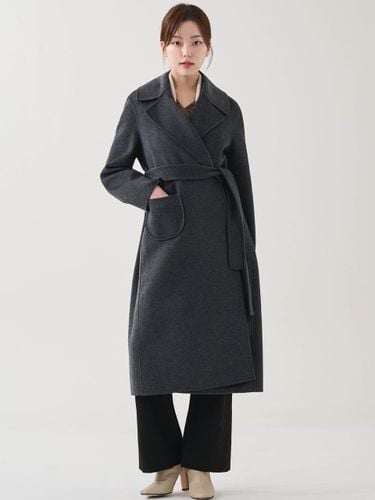 Belted Double-Faced Wool Coat [Charcoal] - HYEYEONG KIM - Modalova