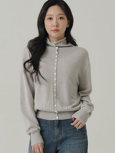 Button Down Turtleneck Cashmere Wool Sweater [Gray] - SORRY TOO MUCH LOVE - Modalova