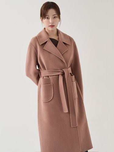 Belted Double-Faced Wool Coat [Dark Pink] - HYEYEONG KIM - Modalova