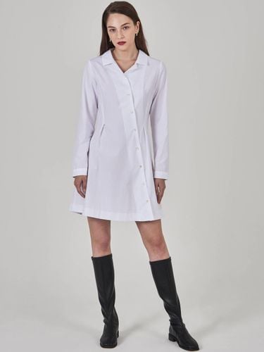 Diagonal Button Pintuck Shirt Dress [Beige] - HYEYEONG KIM - Modalova