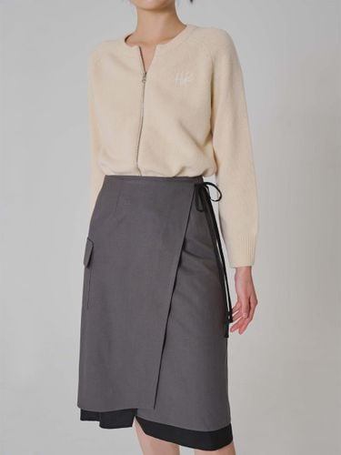 Layered Wrap A-line Long Skirt [Grey] - HYEYEONG KIM - Modalova