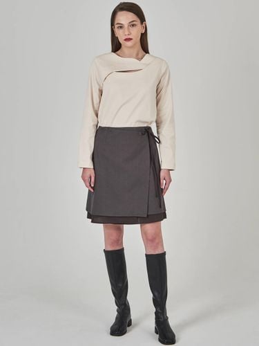 Layered Wrap Cotton-Rayon Skirt [Grey] - HYEYEONG KIM - Modalova