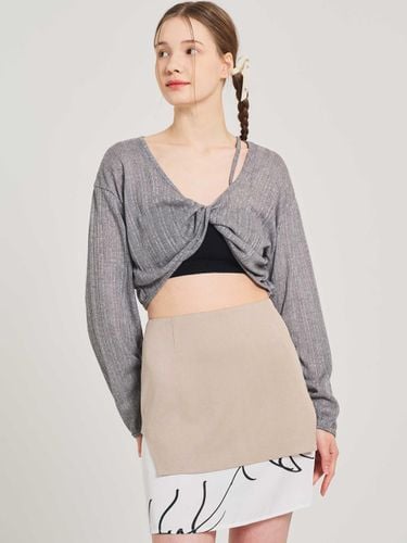 Sheer Knit Twisted Crop Cover-up Top [Grey] - HYEYEONG KIM - Modalova