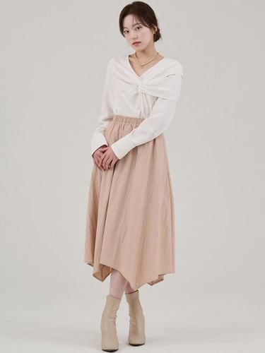 Gored Asymmetric Elastic Waist Skirt [Pink] - HYEYEONG KIM - Modalova