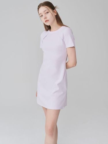 A-Line Short Sleeved Cotton Blend Dress [Light Purple] - HYEYEONG KIM - Modalova