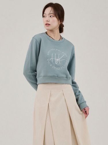 Logo Embroidered Slim Fit Sweatshirt Dress [Steelblue] - HYEYEONG KIM - Modalova