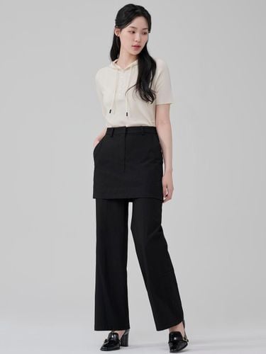 Nylon Wide-leg Layered Trousers [Black] - HYEYEONG KIM - Modalova