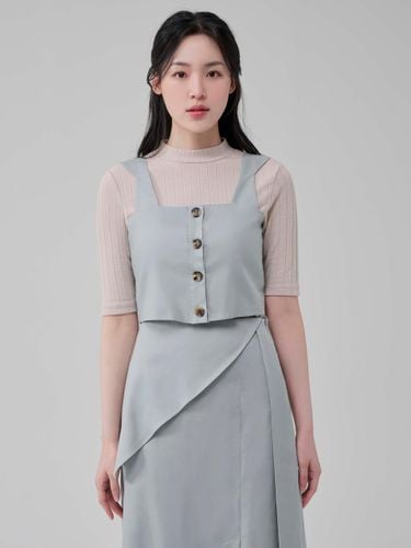 Asymmetrical Sustainable Tencel-Cotton Vest [Blue Green] - HYEYEONG KIM - Modalova