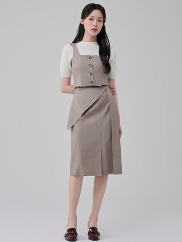 Tencel Cotton Peplum Tulip Skirt [Taupe] - HYEYEONG KIM - Modalova