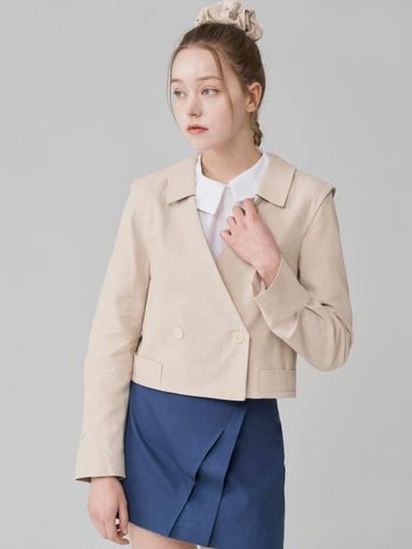 Upcycled Linen Crop Sustainable Jacket [Ivory] - HYEYEONG KIM - Modalova