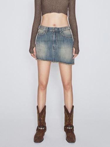 Diagonal Cargo Asymmetrical Denim Skirt [INDIGO] - AFTERHOURS - Modalova