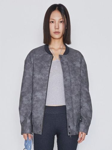 Leather Oversized Bomber Jacket [Charcoal] - AFTERHOURS - Modalova