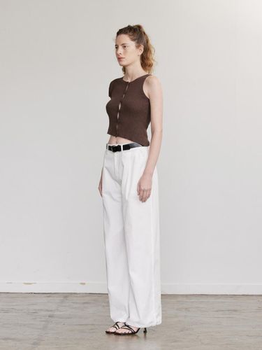 Cotton Raw Cut Wide Pintuck Pants [Beige] - AFTERHOURS - Modalova